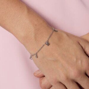 Coach Silver Charm Bracelet with Heart Accents - NWT